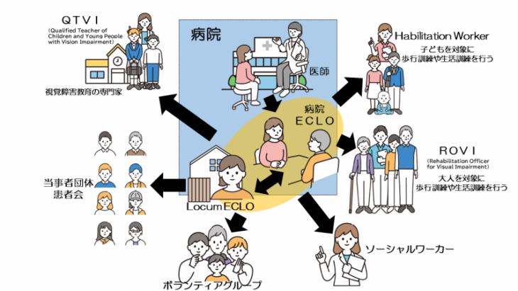 英国のエクロが患者を専門家に橋渡ししている様子